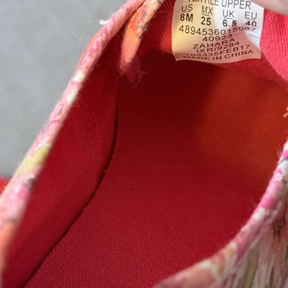 Joe Boxer Zahara‎ Womens Floral Canvas Sneakers Pink Orange Low Top Lace Up 8M - Picture 5 of 5